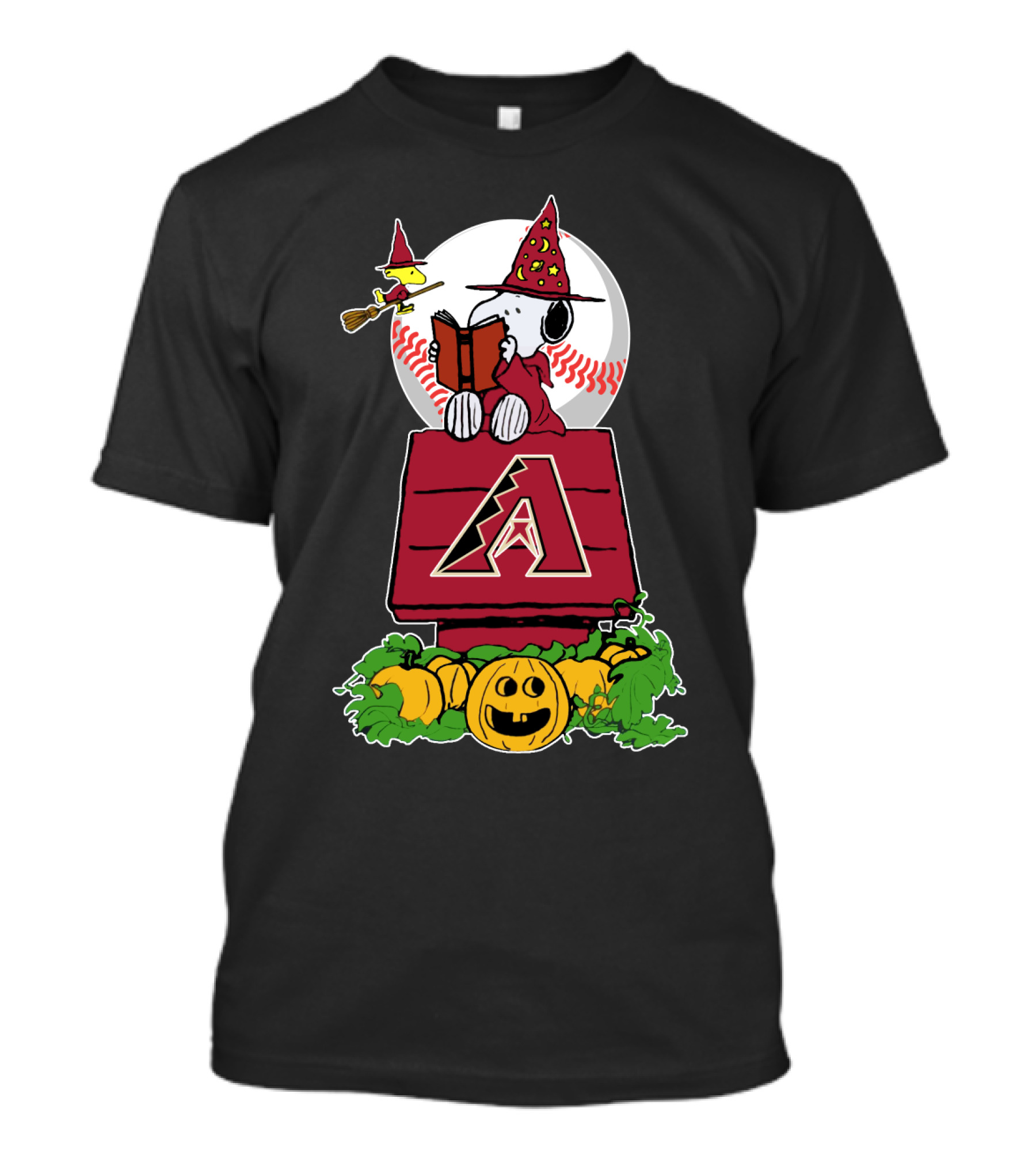 Snoopy Halloween Arizona Diamondbacks Pumpkin Scene T-Shirt