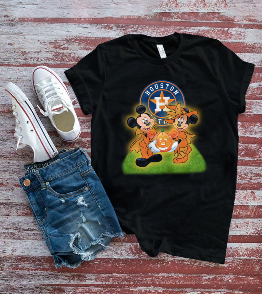 Houston Astros Halloween Mickey And Minnie Pumpkin Magic T-Shirt