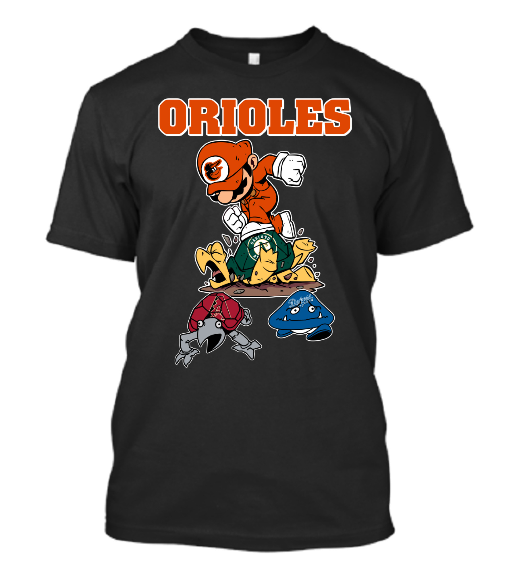 Orioles Halloween Mario Crossover With Oakland Athletics And Other Characters T-Shirt