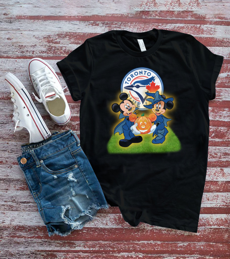 Toronto Blue Jays Halloween Mickey And Minnie Pumpkin T-Shirt