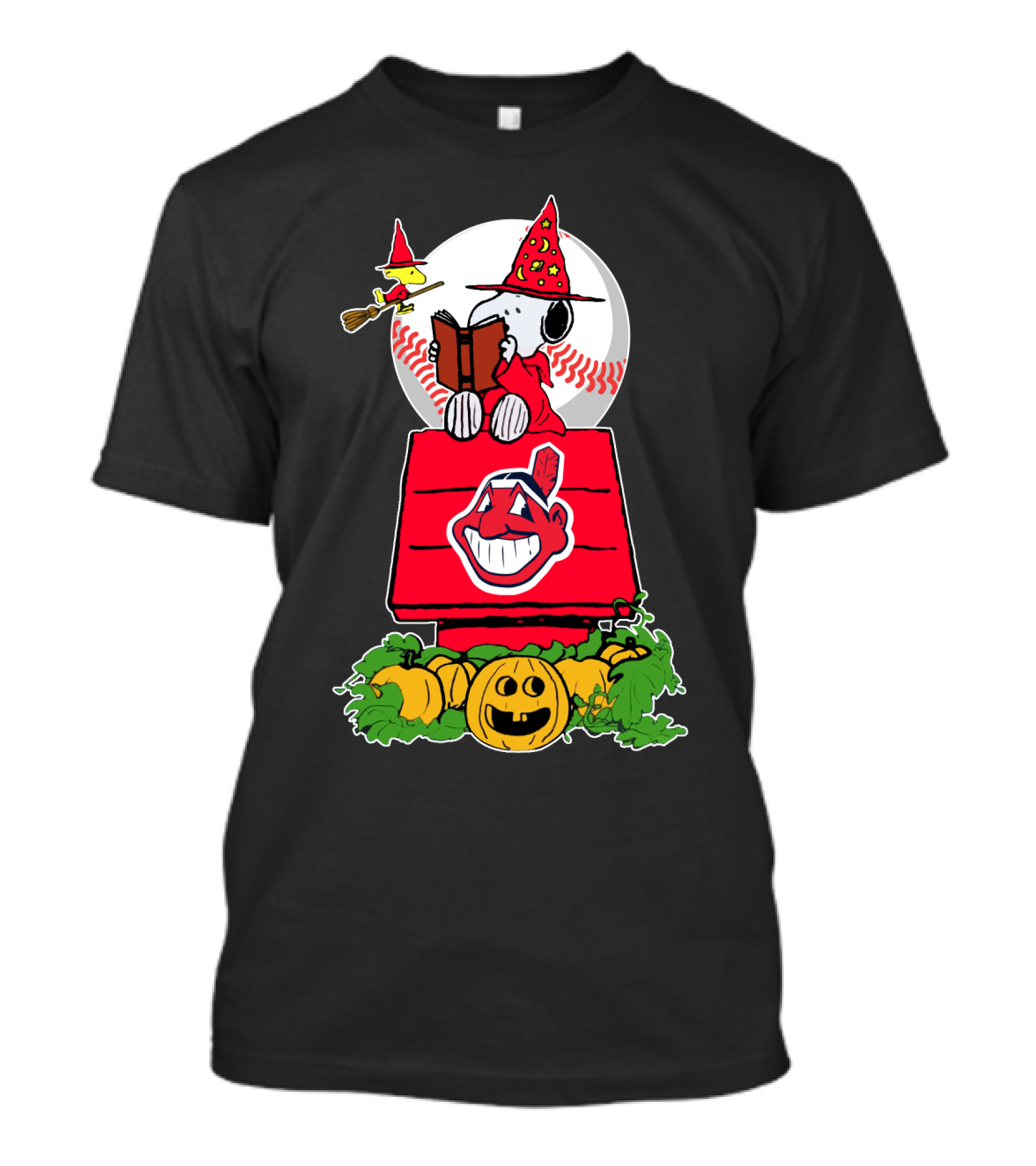 Snoopy Halloween Cleveland Baseball Pumpkins And Witch Hat T-Shirt