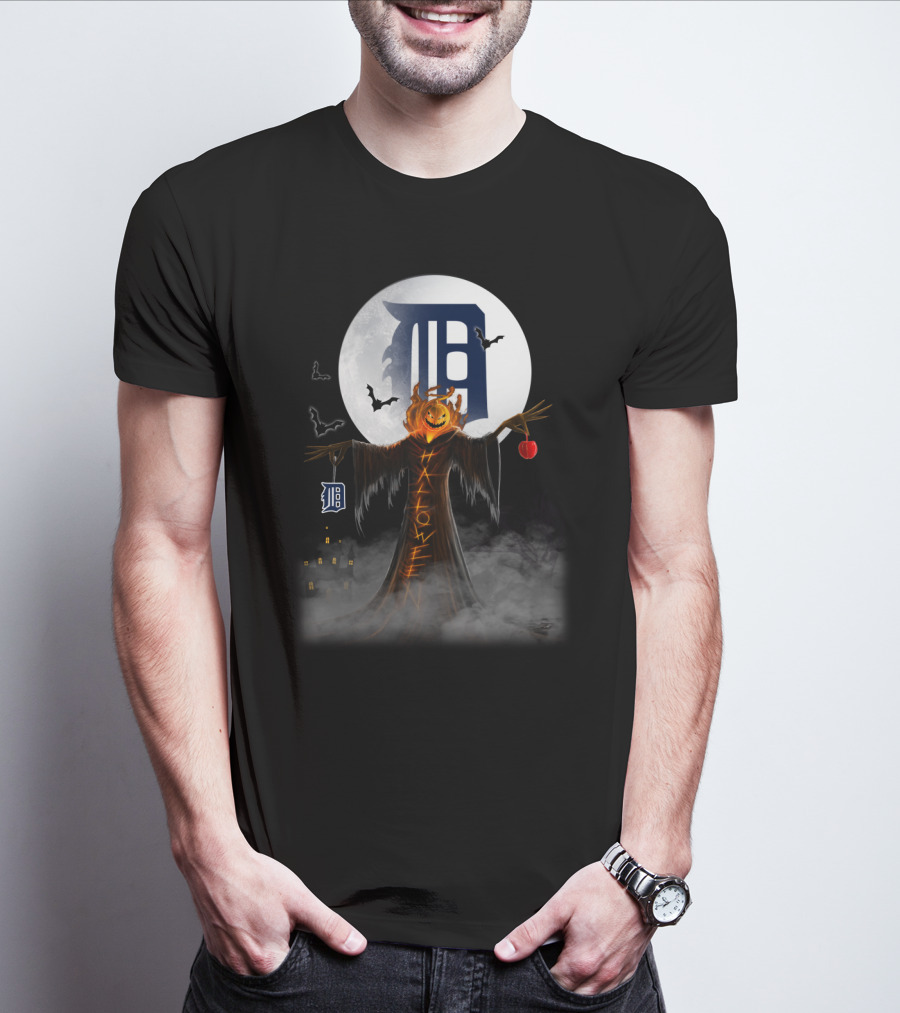 Halloween Detroit Tigers Haunted Pumpkin Night T-Shirt