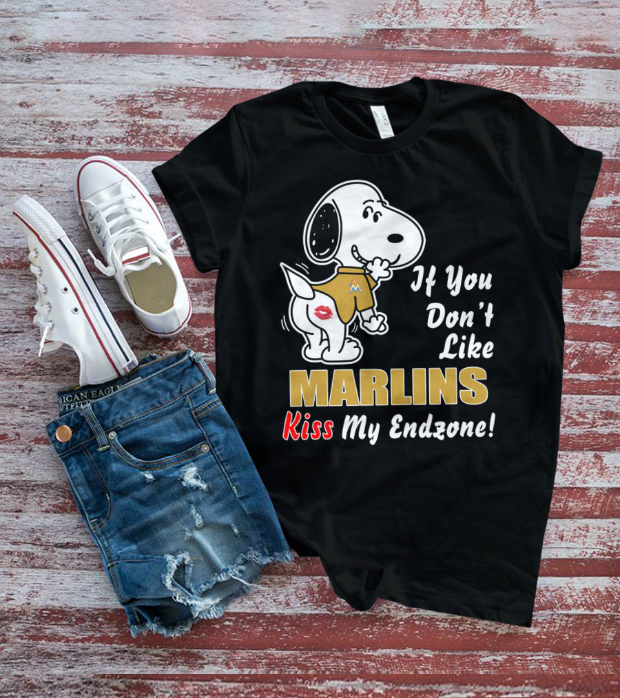 Snoopy If You Don't Like Marlins Kiss My Endzone T-Shirt