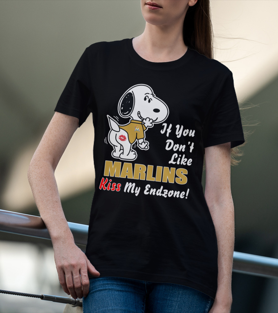 Snoopy If You Don't Like Marlins Kiss My Endzone T-Shirt