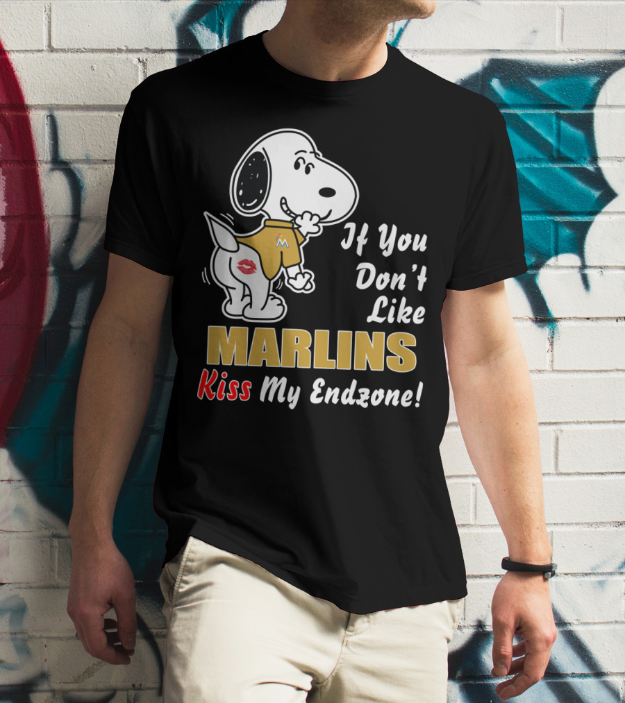 Snoopy If You Don't Like Marlins Kiss My Endzone T-Shirt