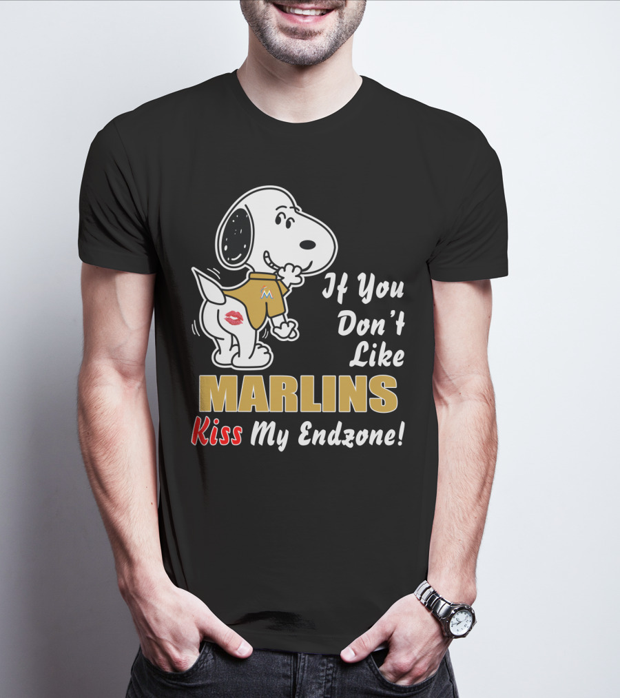 Snoopy If You Don't Like Marlins Kiss My Endzone T-Shirt