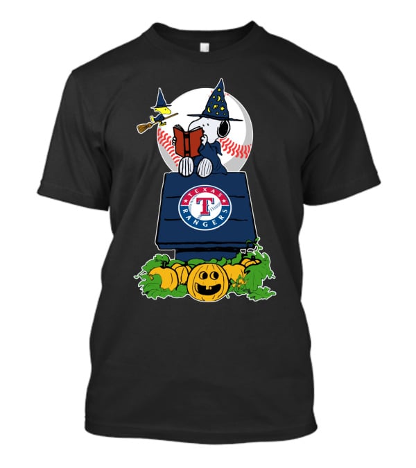 Texas Rangers Snoopy Halloween Pumpkins Magic Scene T-Shirt
