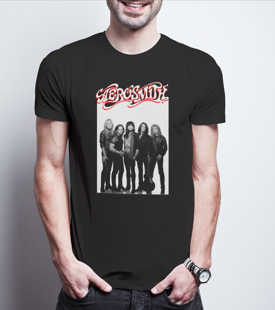 Aerosmith Band Classic Black And White Photo T-Shirt