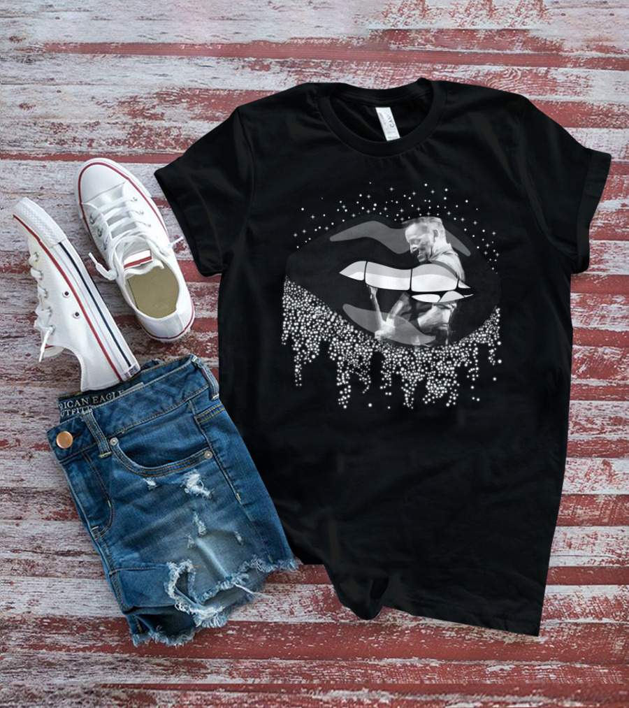Bruce Springsteen Monochrome Lips And Guitar Silhouette Iconic T-Shirt