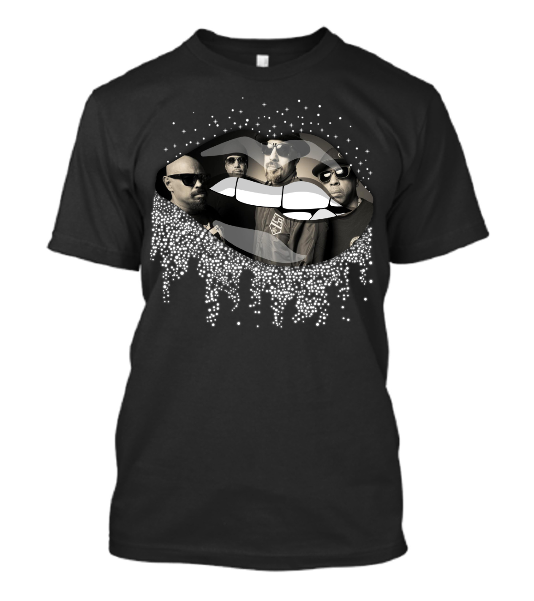 Cypress Hill Band Members Silhouette In Pixelated Lips T-Shirt