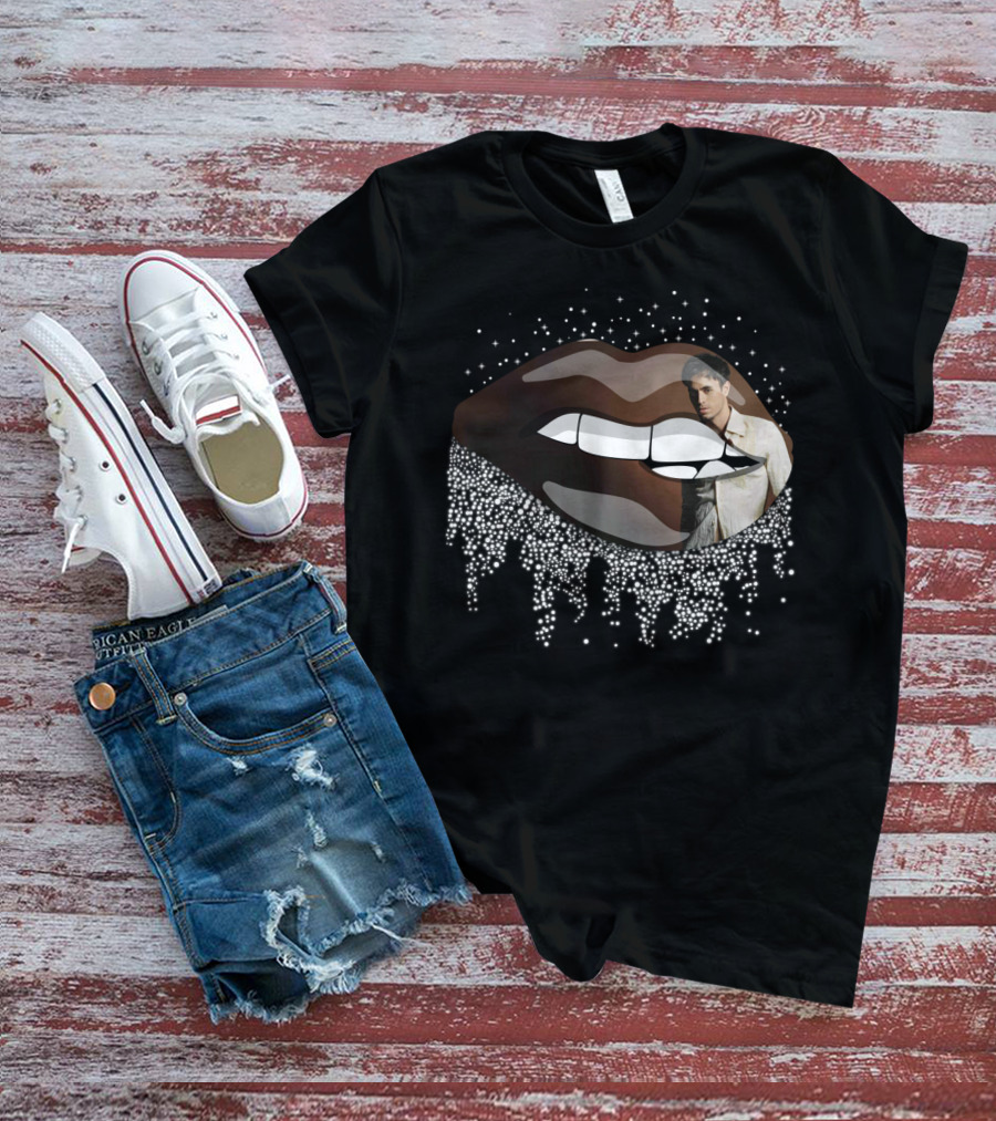 Enrique Iglesias Graphic With Sparkling Lips T-Shirt