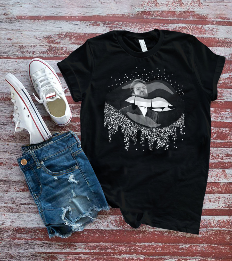 George Michael Sparkling Lips Graphic With Starry Effect T-Shirt