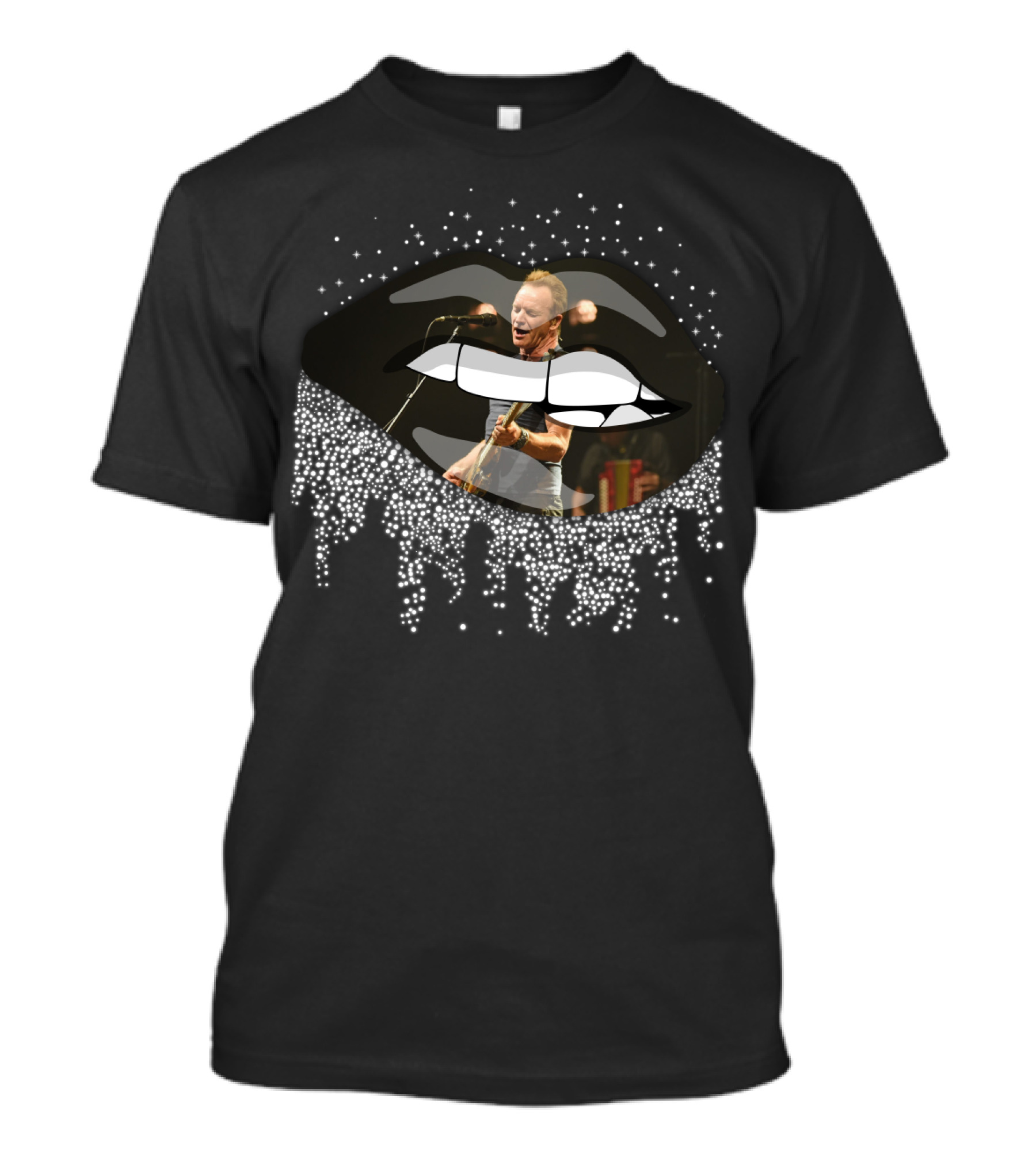 Sting Music Performance In Glittering Lips T-Shirt