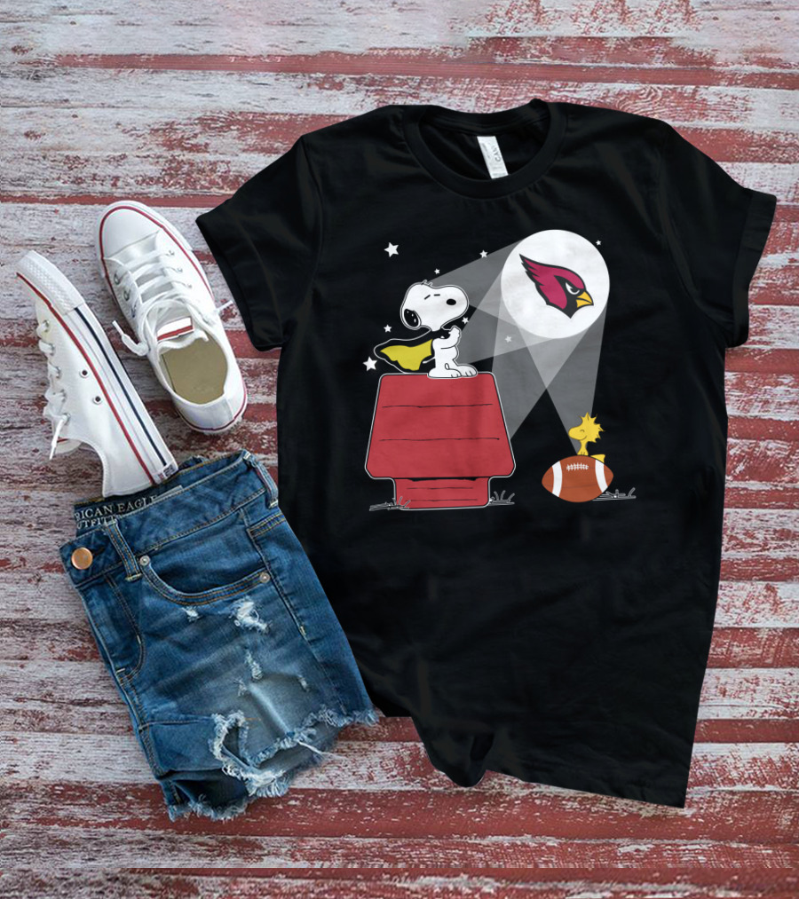 Snoopy And Woodstock Arizona Cardinals Peanuts Football Spotlight T-Shirt