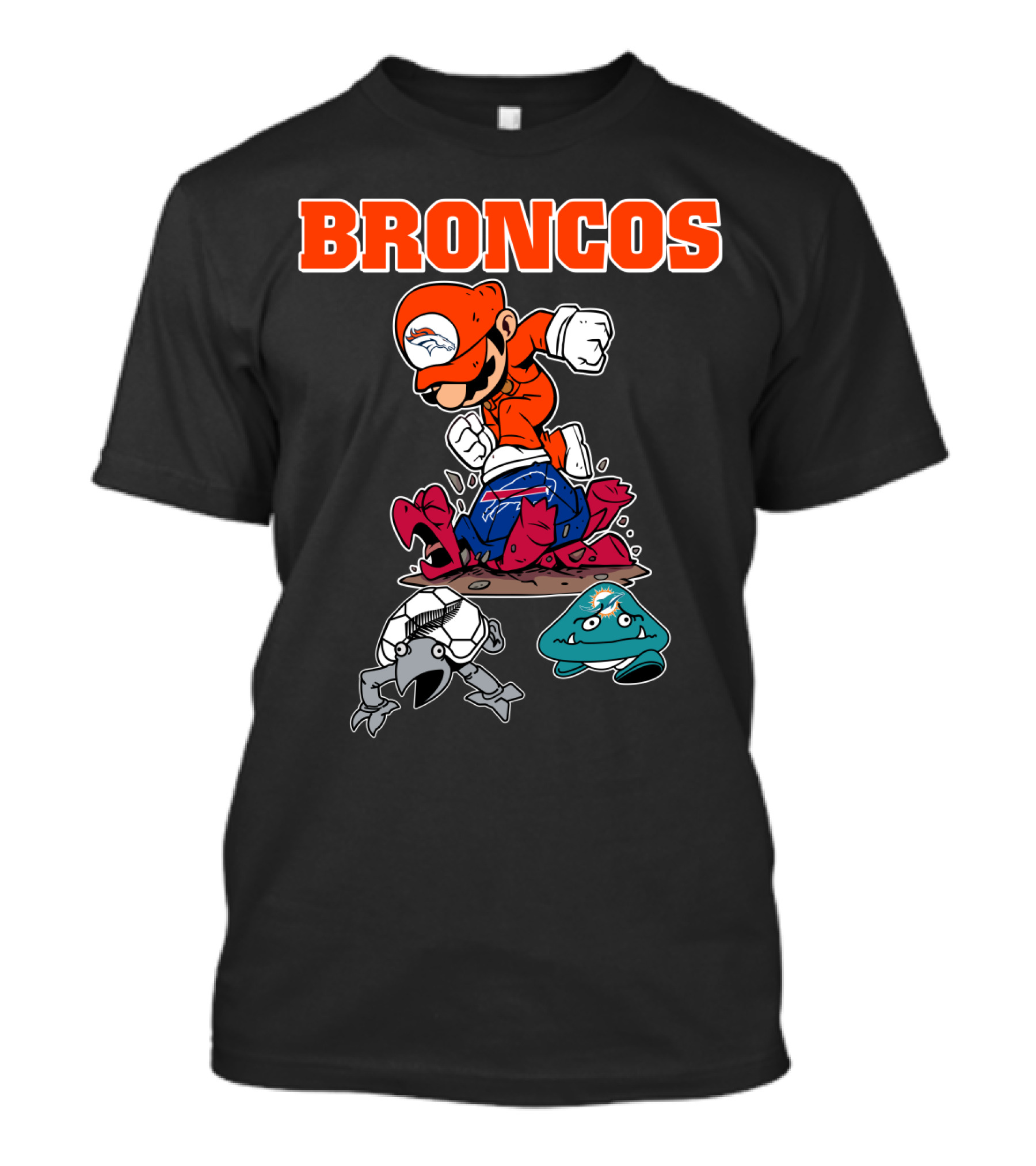 Broncos Denver Mario Jumping Over Enemies T-Shirt