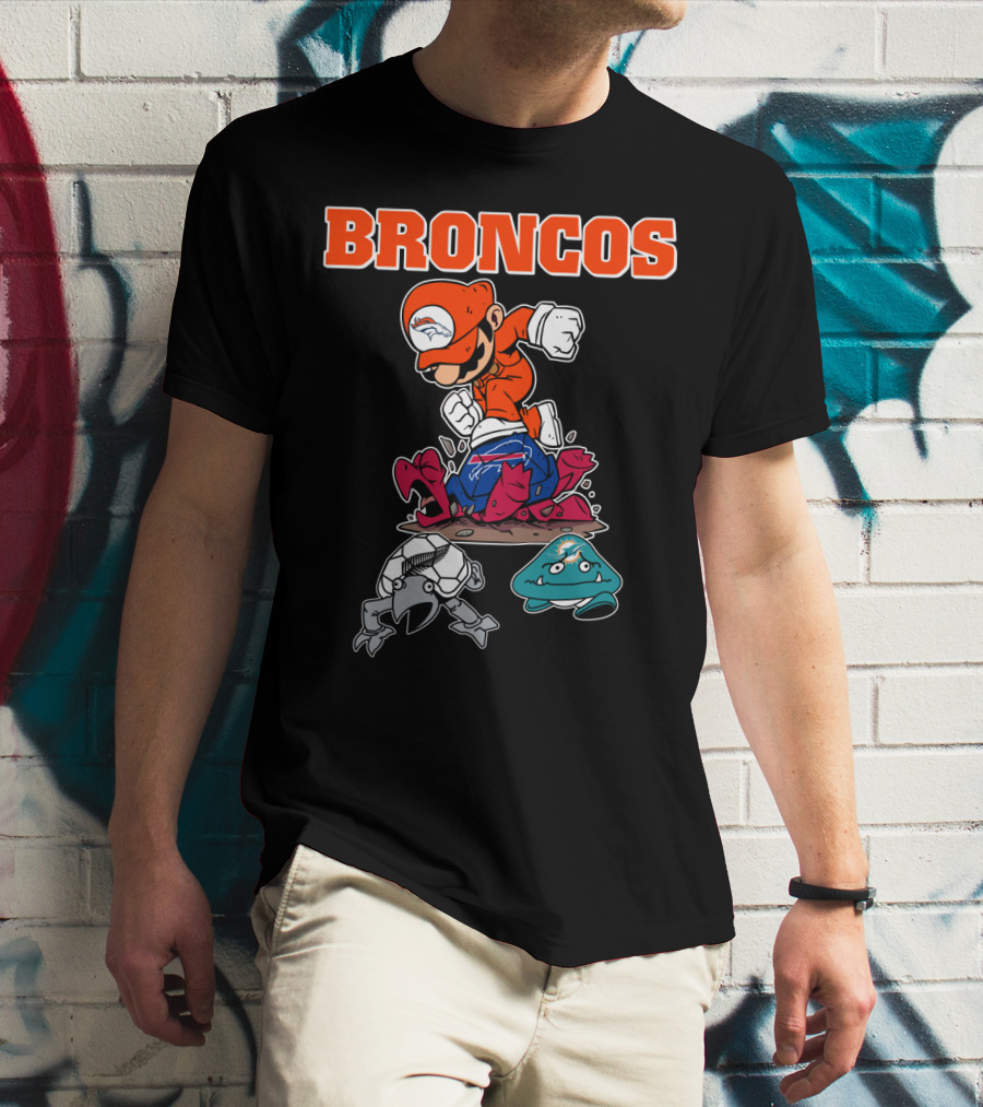 Broncos Denver Mario Jumping Over Enemies T-Shirt