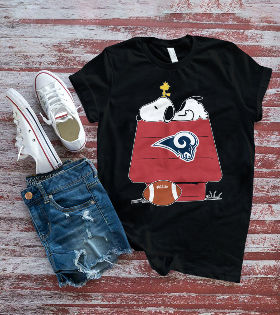 Snoopy And Woodstock Los Angeles Rams Doghouse Nfl Football T-Shirt