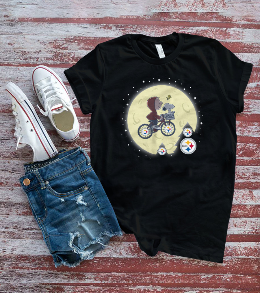 Pittsburgh Steelers Halloween Moon Bicycle Ride T-Shirt