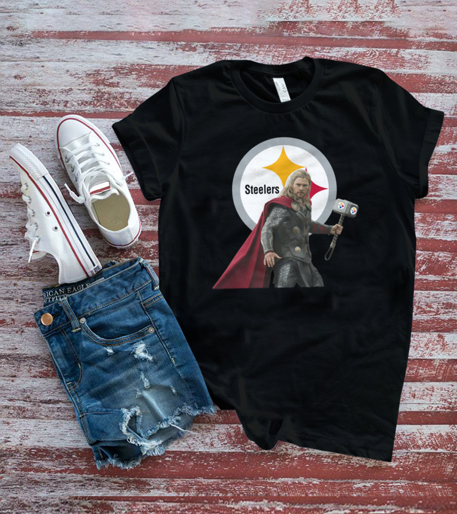 Steelers And Red Cape Hero With Hammer T-Shirt