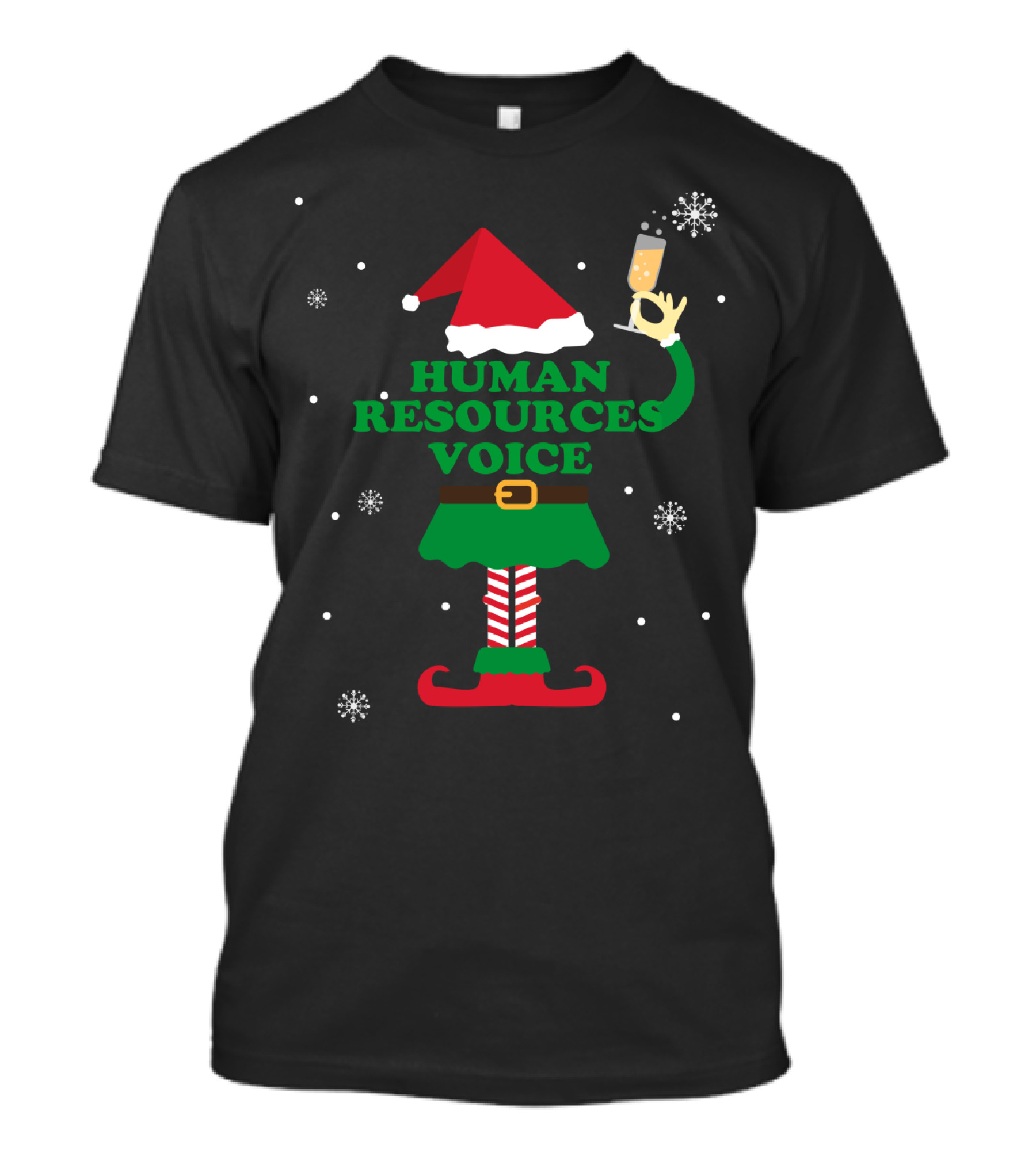 Human Resources Voice Elf Festive Champagne Holiday T-Shirt