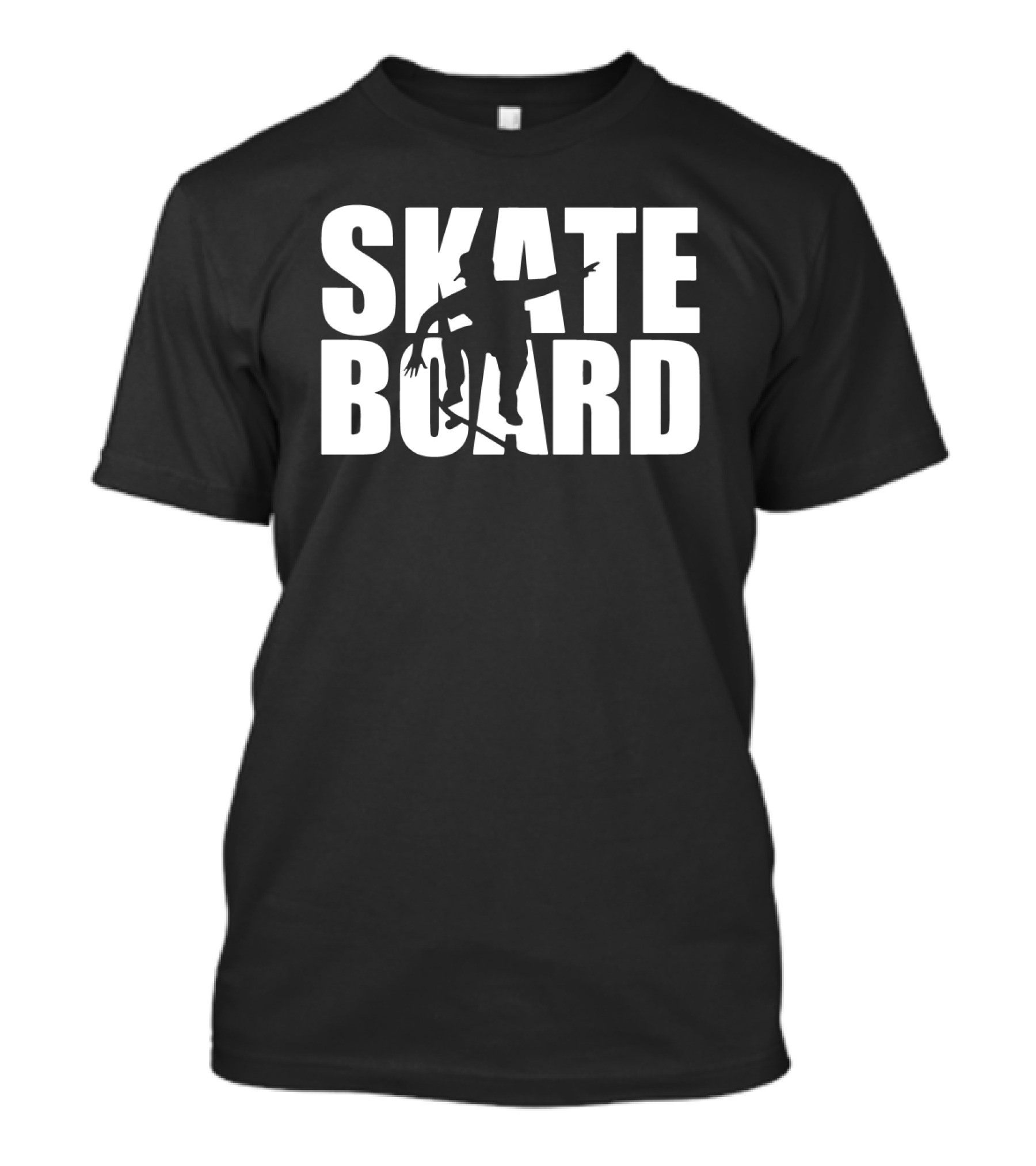 Skateboard Silhouette Trick With Bold White Typography T-Shirt