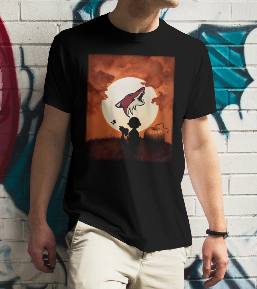Arizona Coyotes Halloween Full Moon Pumpkin Scene T-Shirt