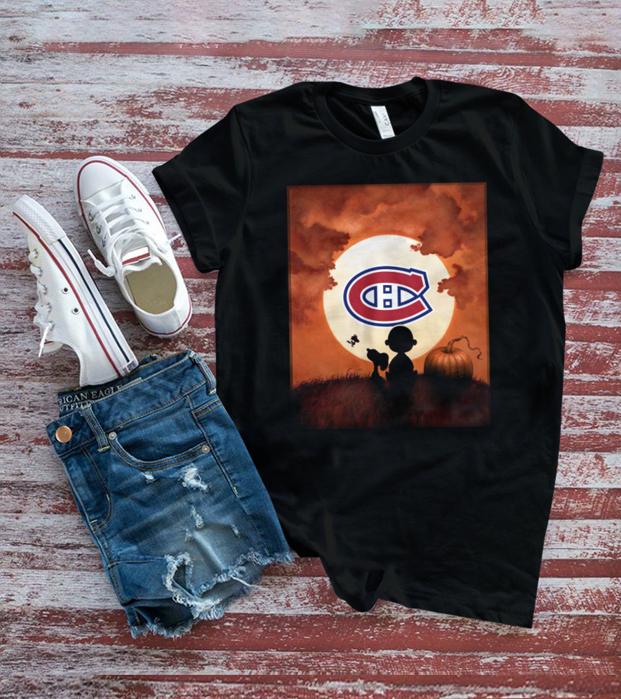 Montreal Canadiens Halloween Pumpkin Silhouette Scene T-Shirt