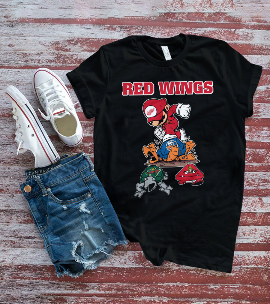 Red Wings Retro Cartoon Mascot T-Shirt