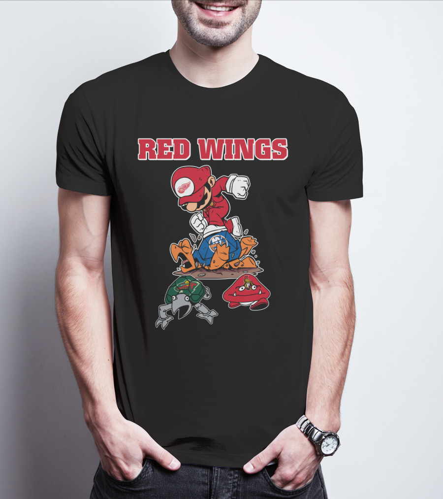Red Wings Retro Cartoon Mascot T-Shirt