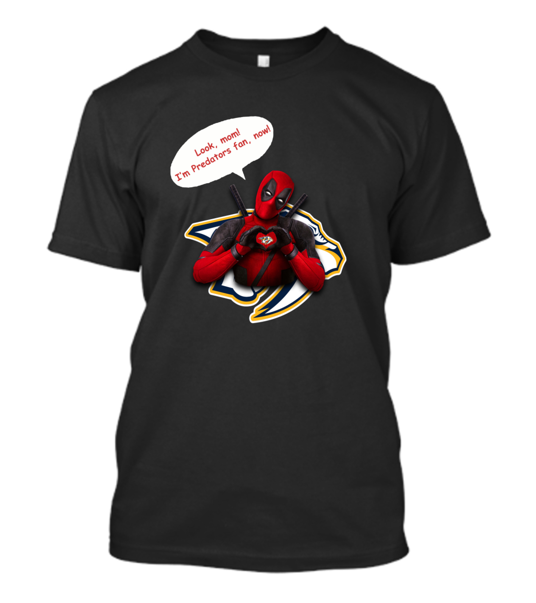 Nashville Predators Fan Now With Deadpool Image And Text T-Shirt