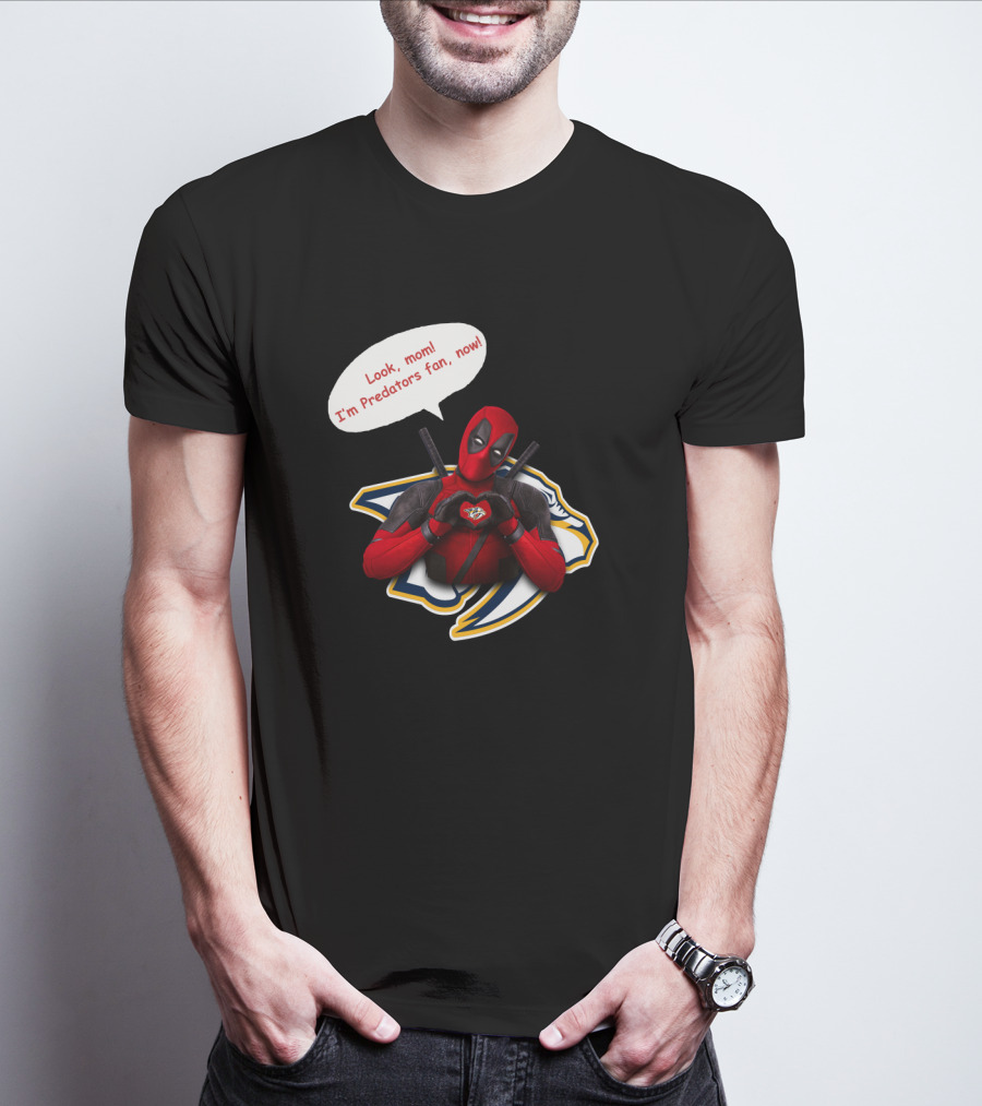 Nashville Predators Fan Now With Deadpool Image And Text T-Shirt