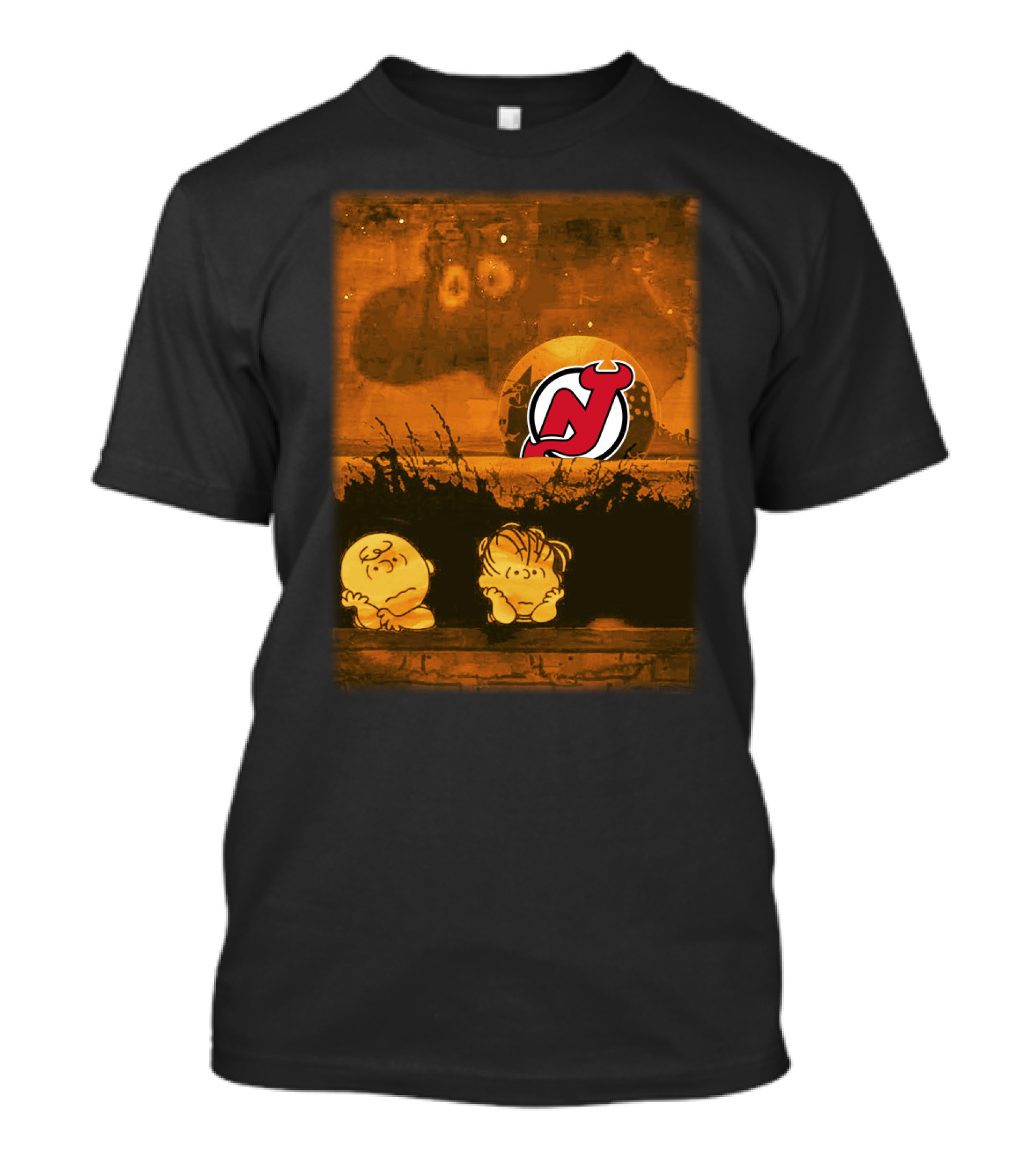 New Jersey Devils Halloween Peanuts Pumpkin Patch Scene T-Shirt