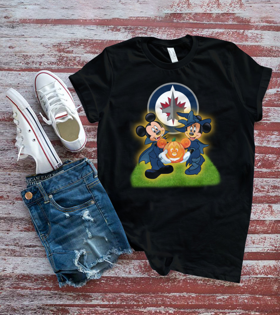 Mickey And Minnie Halloween Celebration With Winnipeg Jets T-Shirt