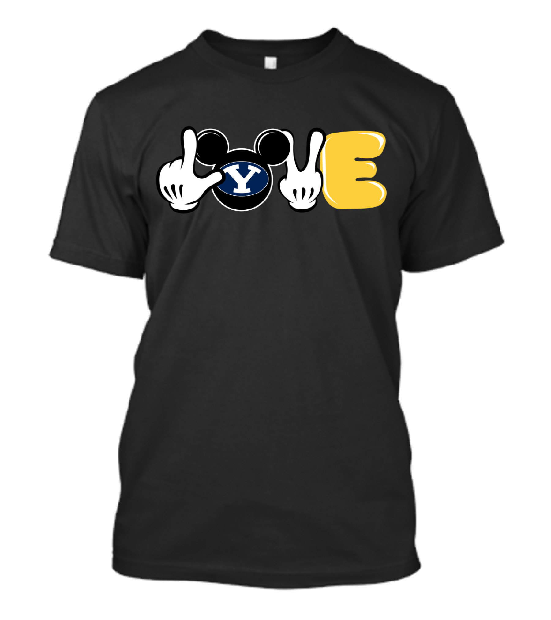 BYU Football Love Mickey Mouse Hands Y T-Shirt