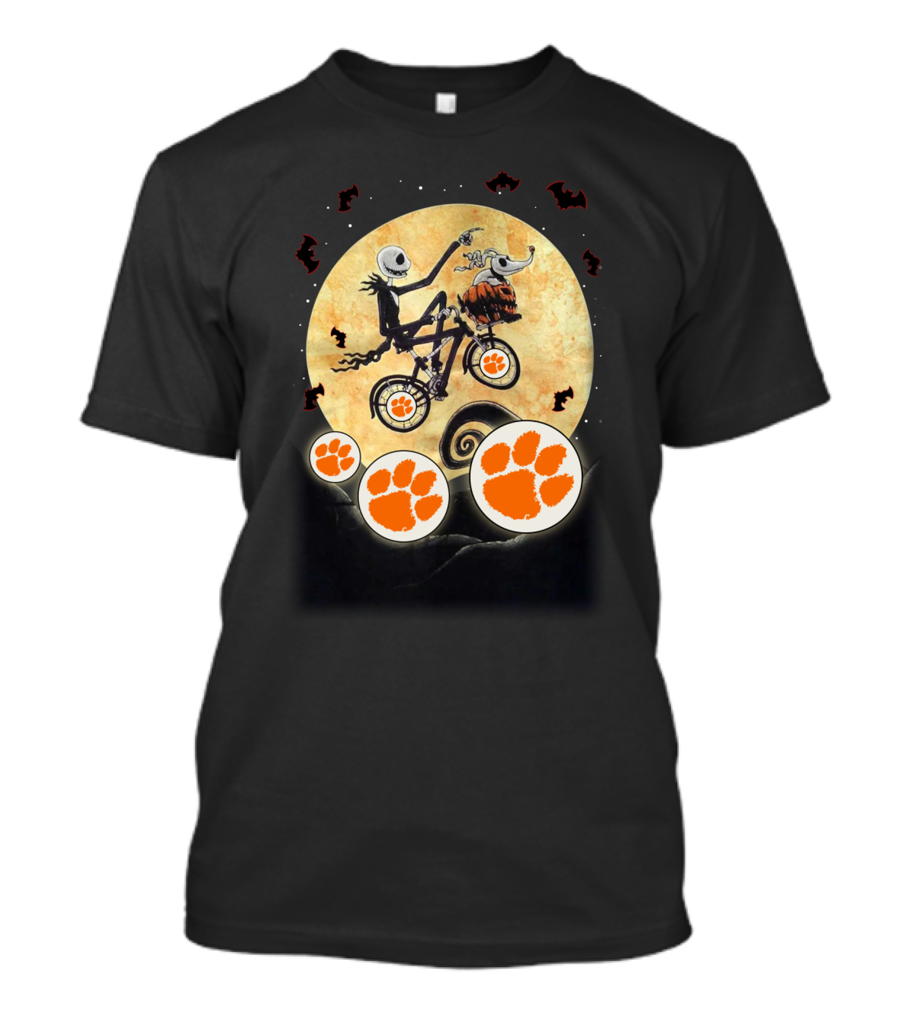 Halloween Clemson Football Jack Skellington E.t. Moon T-Shirt