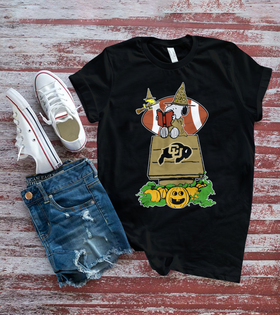Halloween Colorado Buffaloes Football Snoopy Woodstock Pumpkins T-Shirt