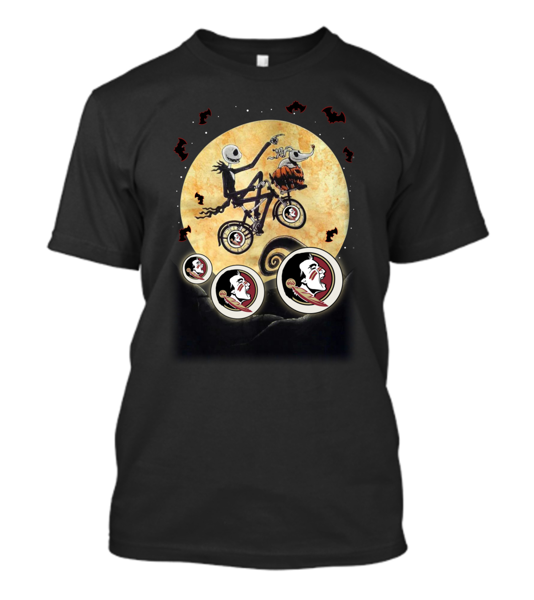 FSU Football Halloween Nightmare Theme Moon Bats Bicycle T-Shirt