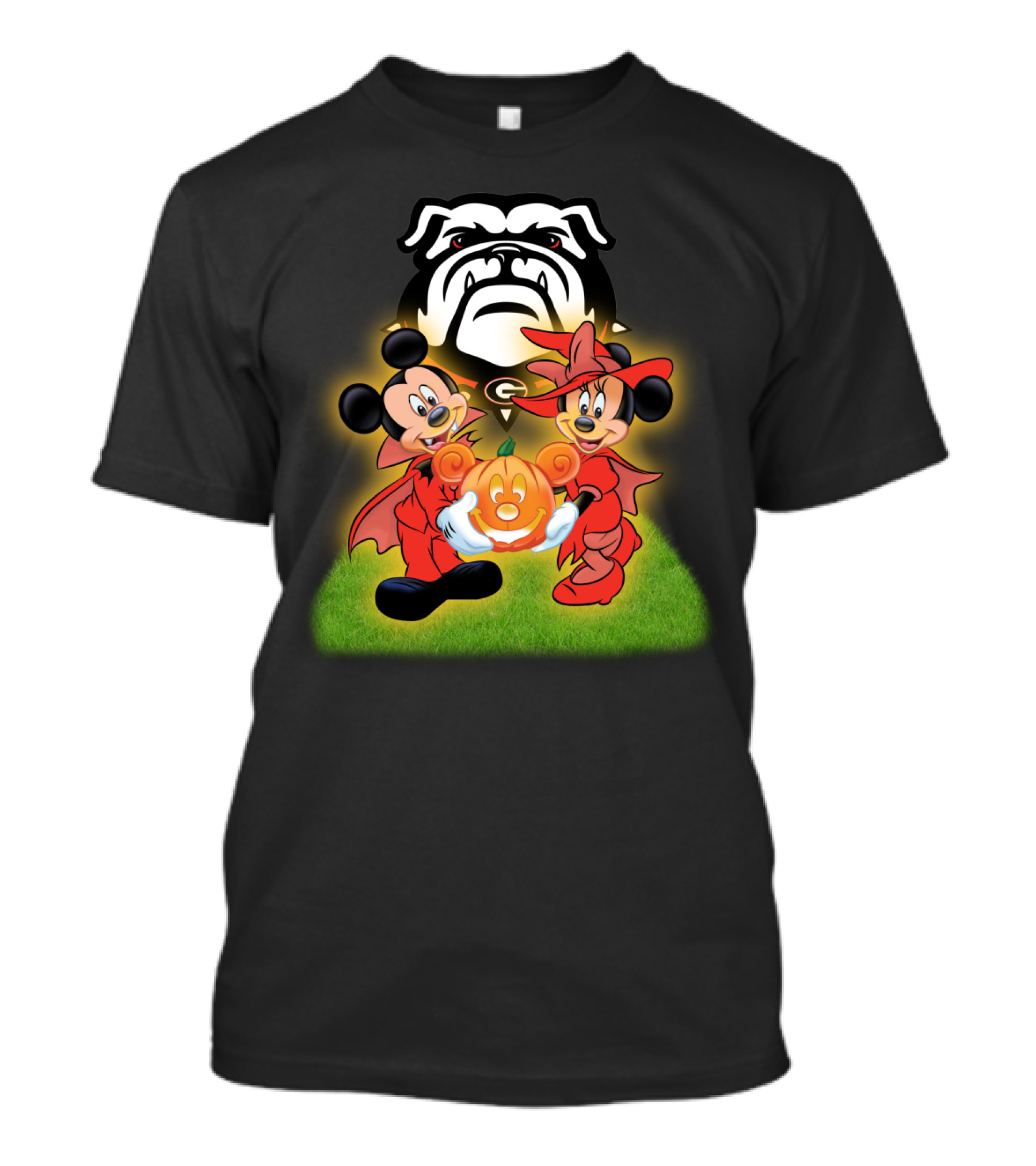 Halloween Georgia Bulldogs Mickey Minnie Pumpkin T-Shirt