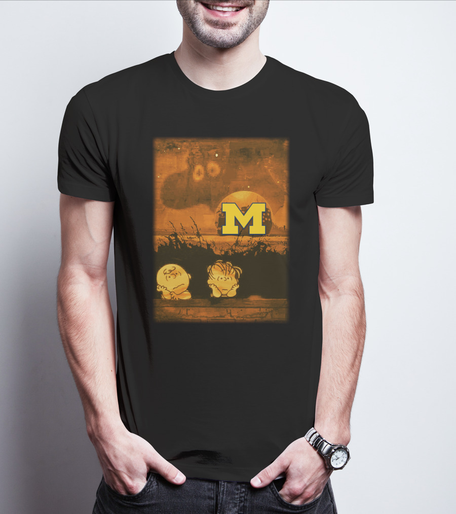 Peanuts Michigan Football Halloween Great Pumpkin Theme With Block M T-Shirt
