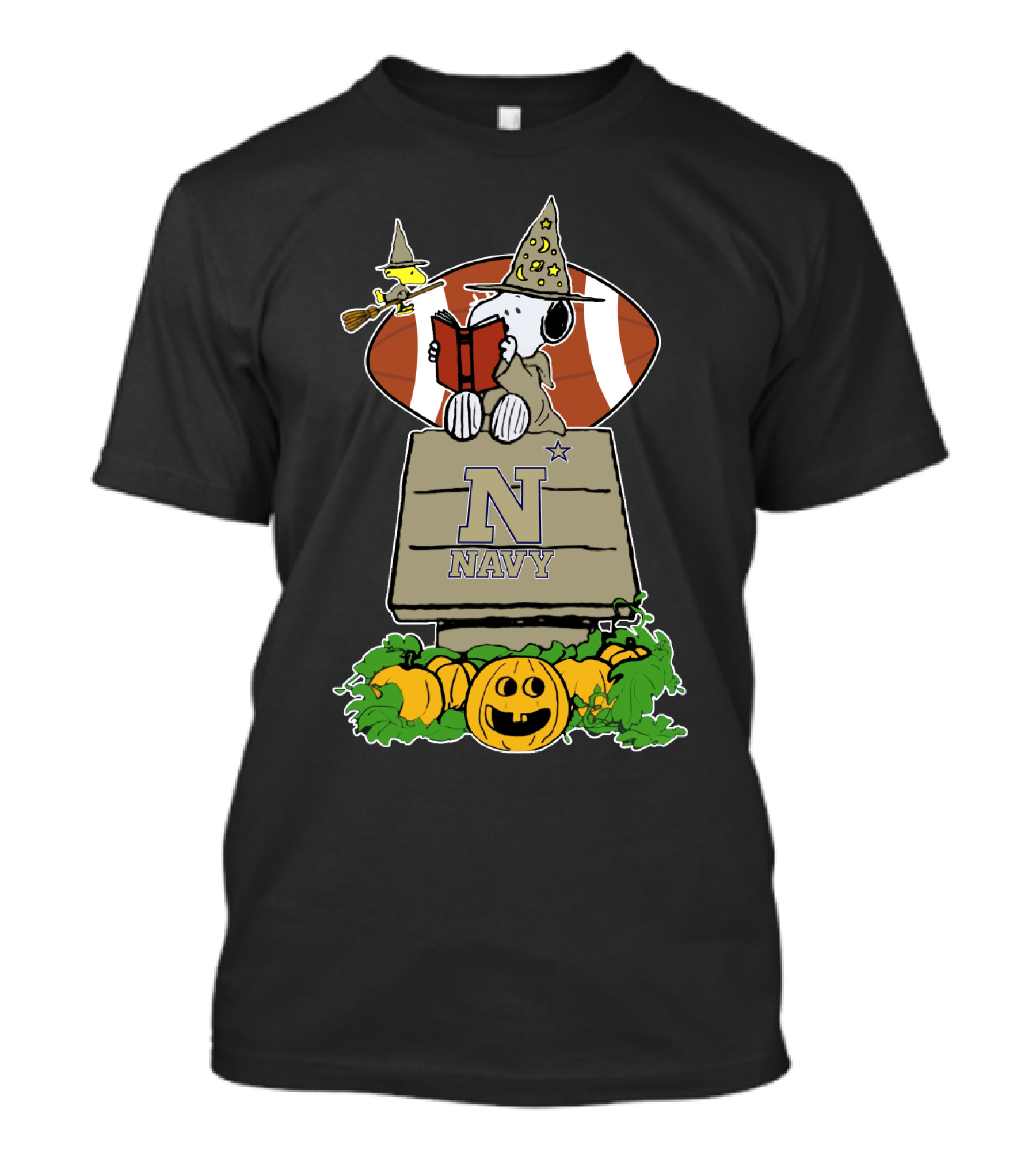 Halloween Navy Football Snoopy Witch Pumpkin T-Shirt