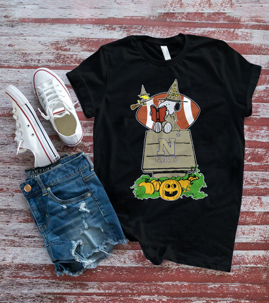 Halloween Navy Football Snoopy Witch Pumpkin T-Shirt