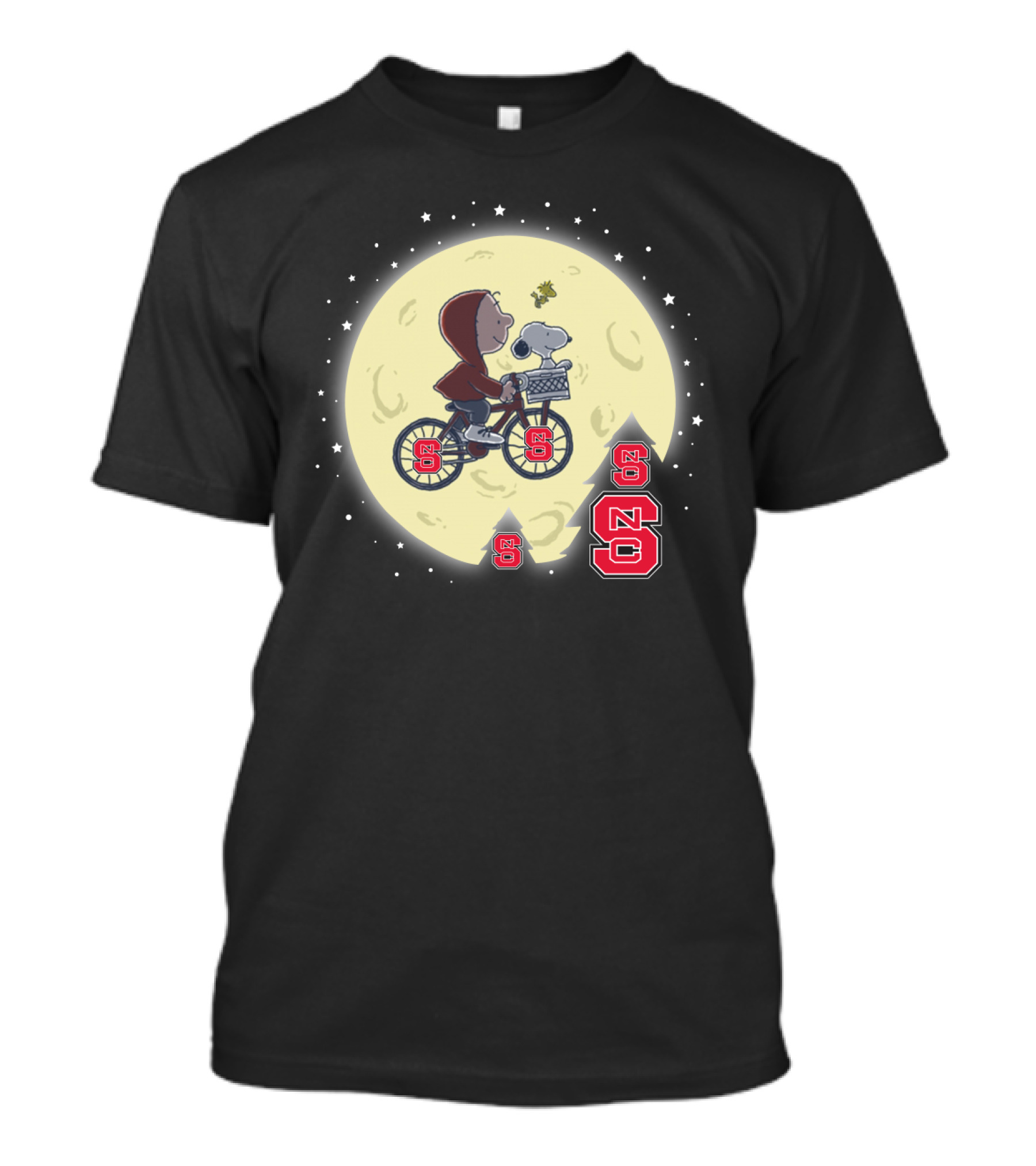 NC State Wolfpack Halloween Football Moon Ride With Iconic Cartoon T-Shirt
