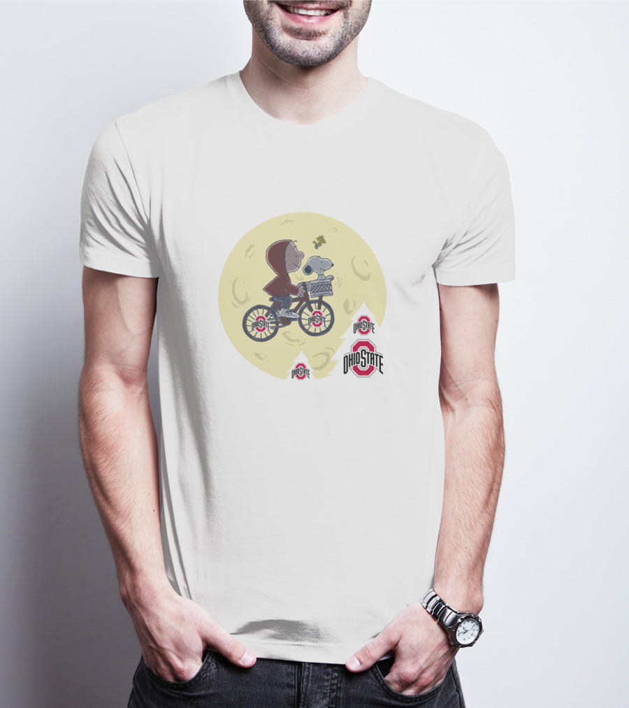 Ohio State Buckeyes Halloween Moon Ride With Beagle And Bicycle T-Shirt