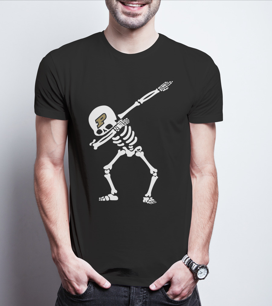 Purdue Football Skeleton Dabbing With P T-Shirt