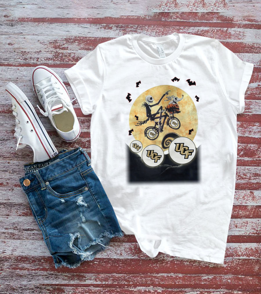 UCF Halloween Football Nightmare Bicycle Moon Scene T-Shirt