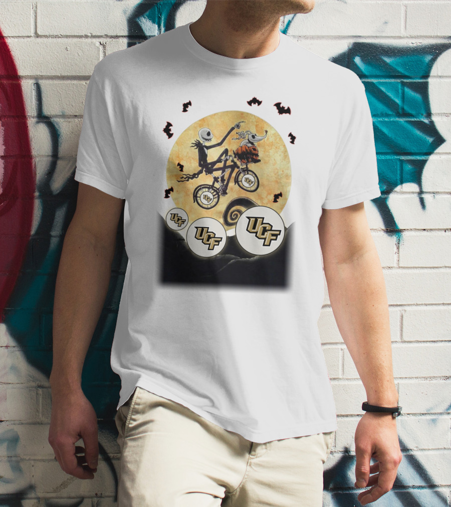 UCF Halloween Football Nightmare Bicycle Moon Scene T-Shirt