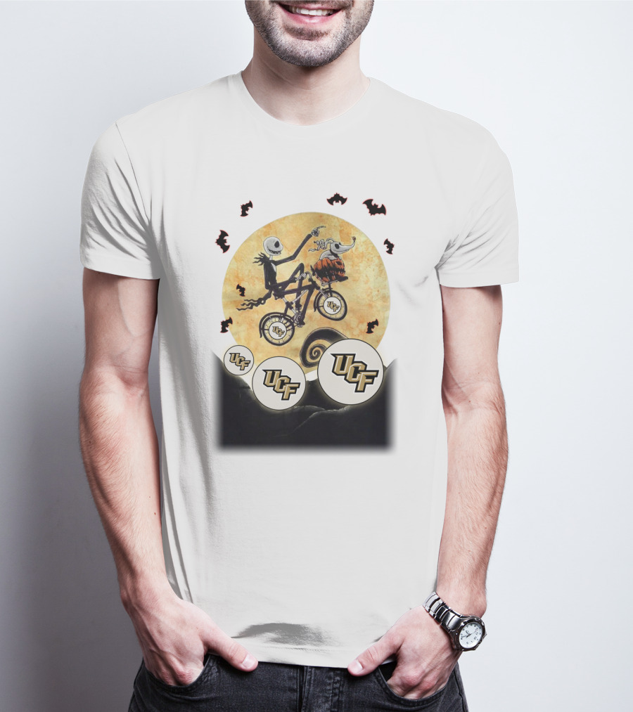 UCF Halloween Football Nightmare Bicycle Moon Scene T-Shirt