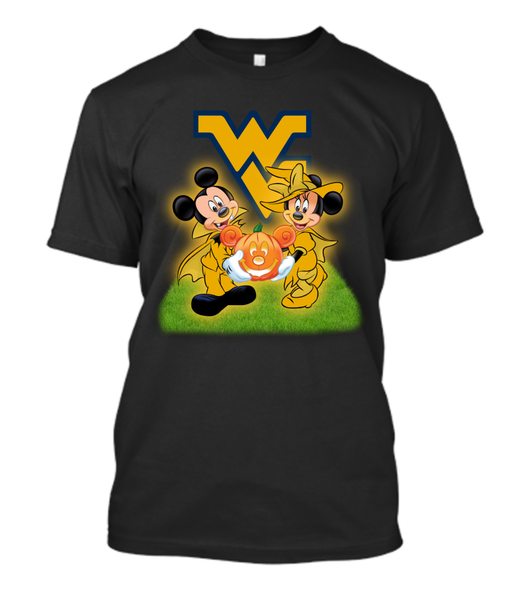 Mickey Minnie Halloween Wvu Football Pumpkins T-Shirt