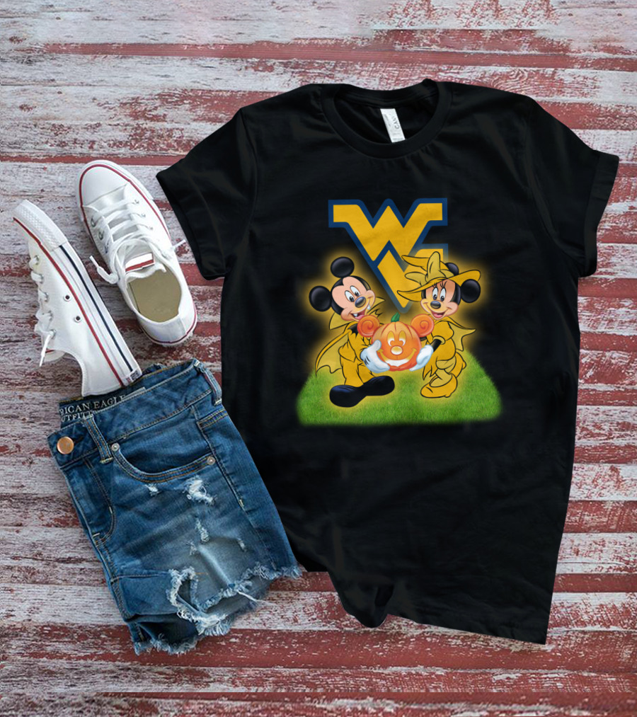 Mickey Minnie Halloween Wvu Football Pumpkins T-Shirt