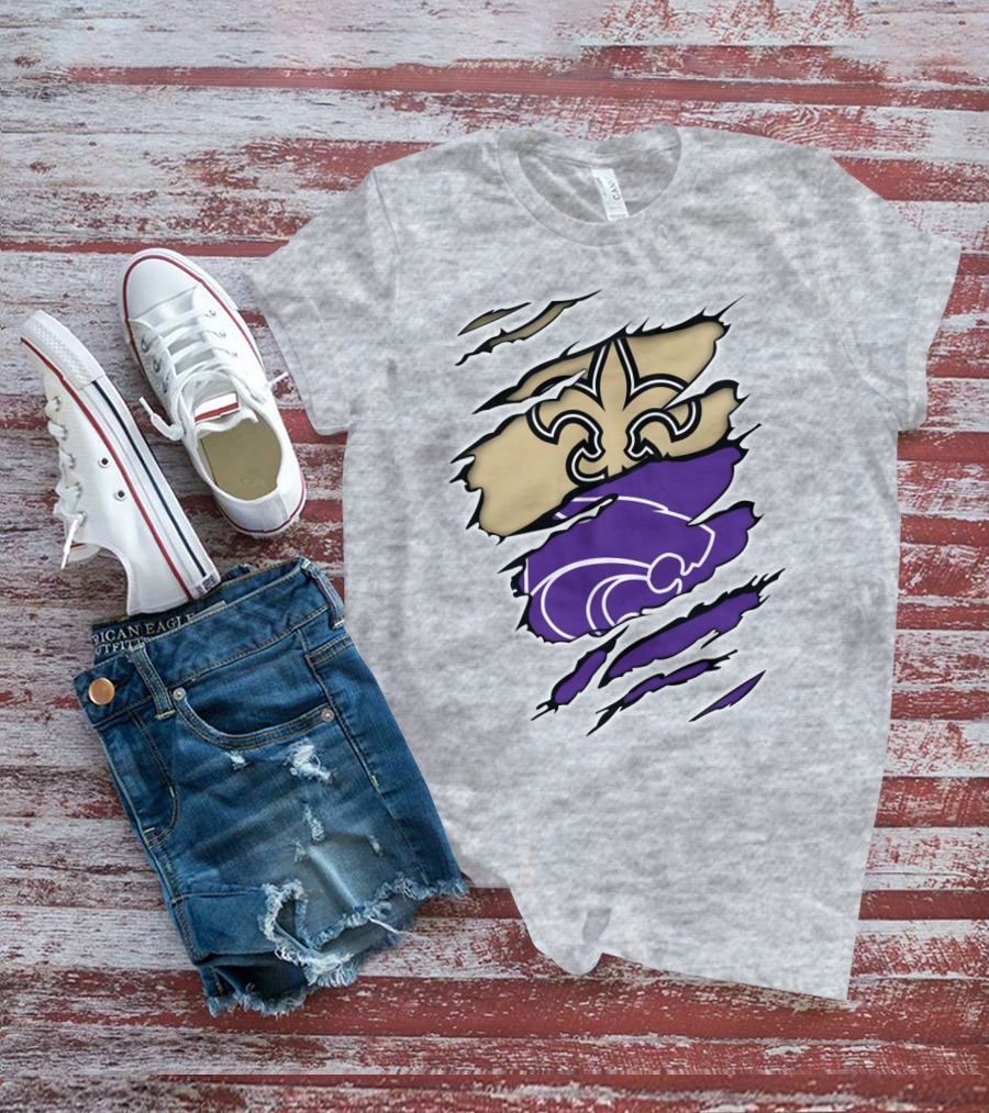 Kansas State Wildcats New Orleans Saints Fleur-de-lis Combination T-Shirt